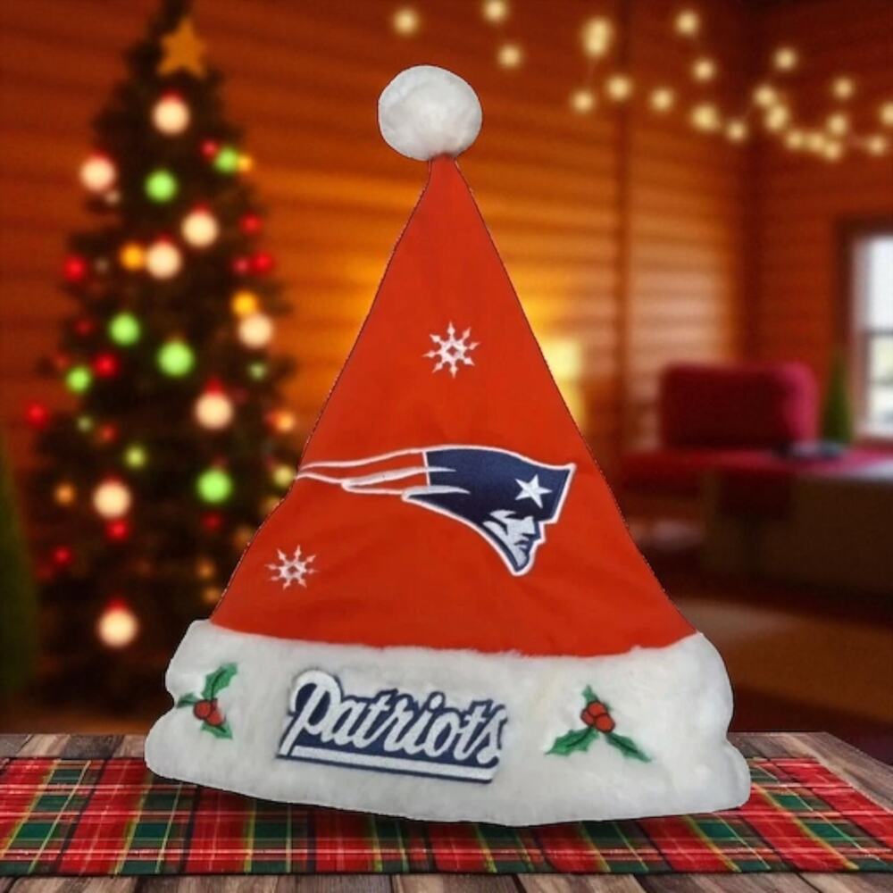 New England Patriots Santa Hat Christmas NFL Football Official Team Beans Decor